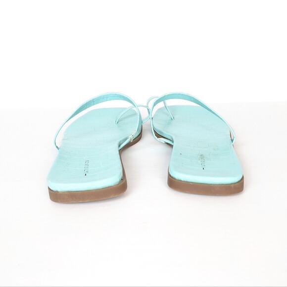 14th & Union Womens Shoes Cece Light Blue Croco Flat Sandals Size 7.5 - Picture 6 of 9